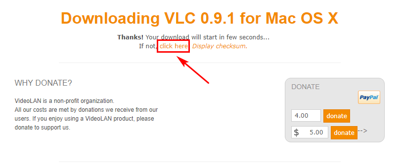 Запасная ссылка загрузки VLC